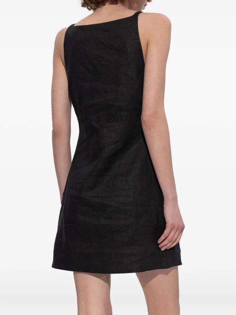Posse square-neck linen mini day dress - Black