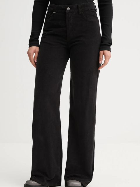 United Colors of Benetton spodnie damskie kolor czarny szerokie high waist 41ULDE029 - zdjęcie produktu nr 1