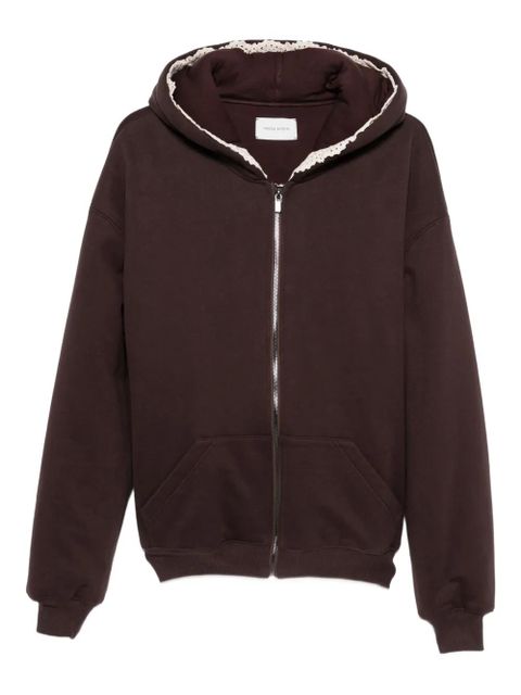 Magda Butrym lace-trimmed zip-up hoodie - Brown - zdjęcie produktu nr 1
