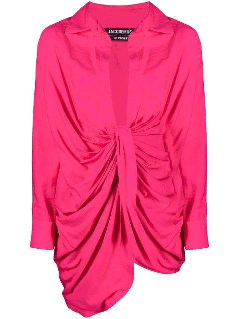 Jacquemus La Robe Bahia draped shirtdress - Pink - zdjęcie produktu nr 1