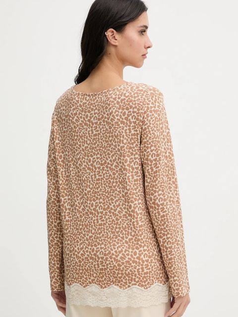 United Colors of Benetton longsleeve piżamowy damska kolor brązowy 32V93M07V - zdjęcie produktu nr 2