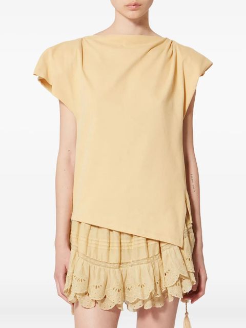 ISABEL MARANT Sebani draped asymmetric tee T-shirt - Yellow