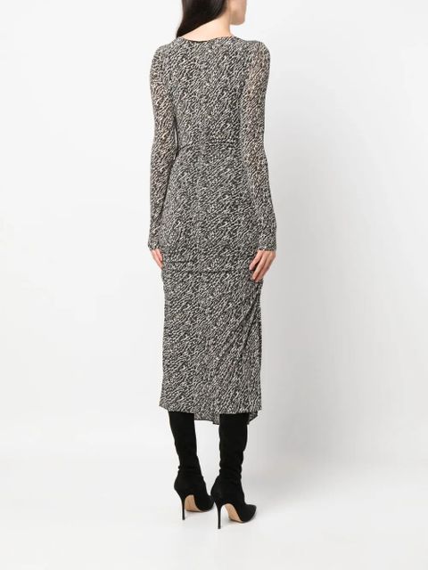 ISABEL MARANT Laly abstract-pattern midi dress - Black