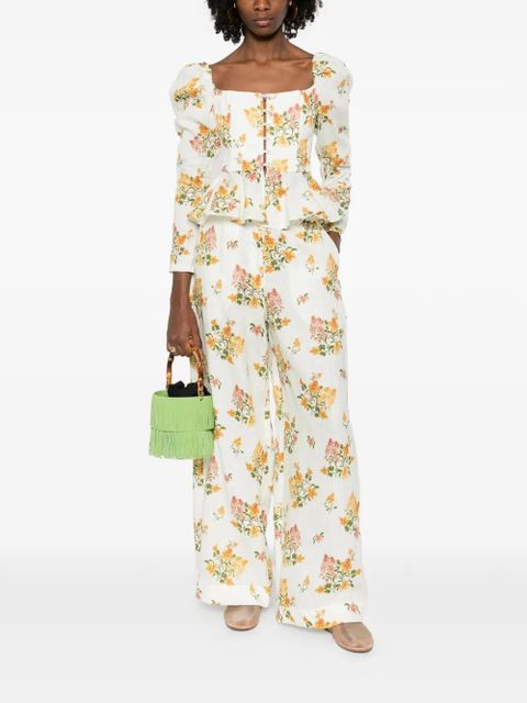 Agua By Agua Bendita Tota Cordillera floral palazzo pants - White - zdjęcie produktu nr 2