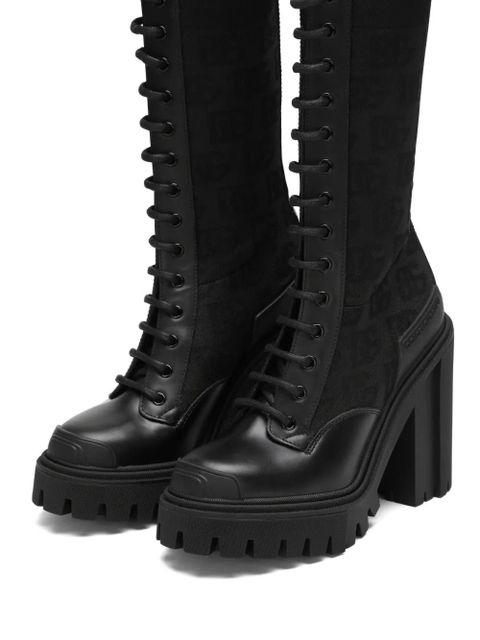 Dolce & Gabbana DG-logo 90mm lace-up mesh boots - Black
