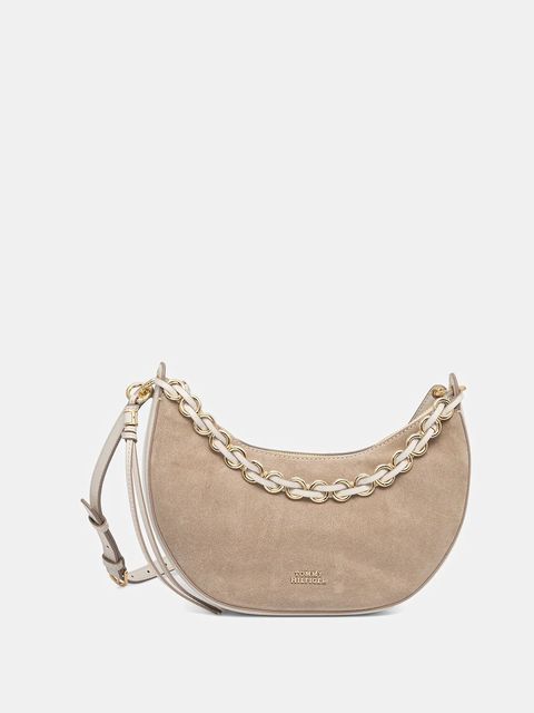 Tommy Hilfiger torebka zamszowa kolor beżowy AW0AW17537 - zdjęcie produktu nr 1