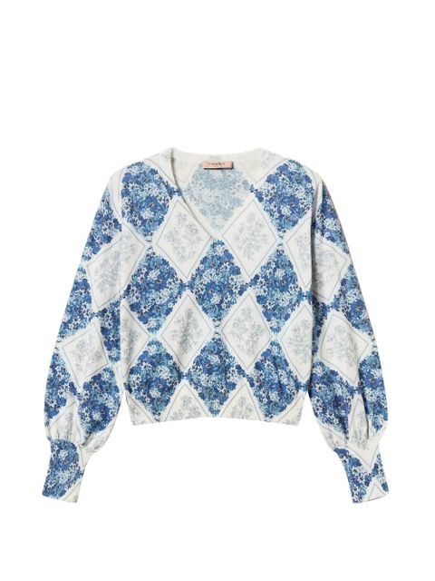 TWINSET diamond-pattern floral top - Blue - zdjęcie produktu nr 1