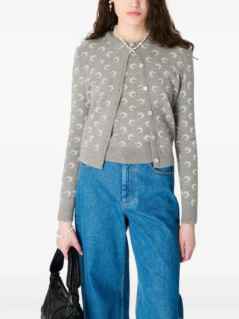 Marine Serre moon-jacquard cardigan - Grey