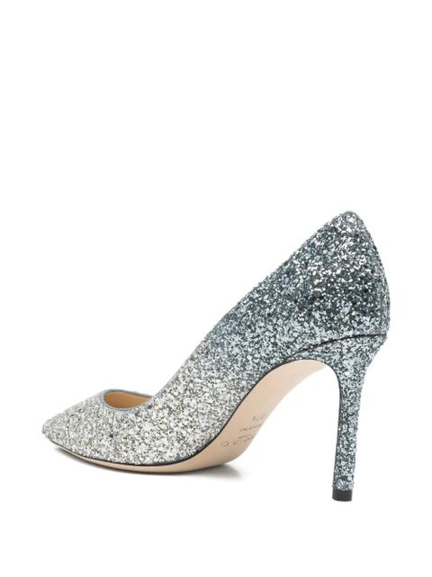 Jimmy Choo Rom glitter heeled pumps - Silver
