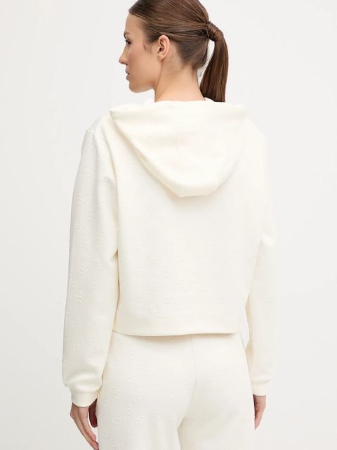 Guess bluza PEONY damska kolor beżowy z kapturem gładka V5YQ04 KBSL2