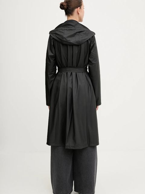 Rains kurtka 12040 A-Line Longer W Jacket kolor czarny przejściowa 12040