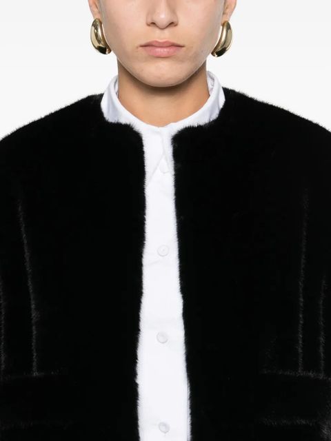 Maje crew-neck faux-fur jacket - Black