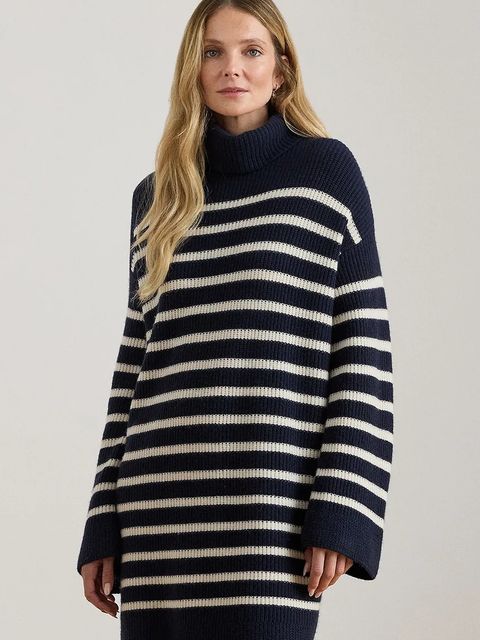 Lauren Ralph Lauren sukienka wełniana kolor granatowy mini oversize 200P08050