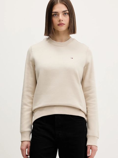 Tommy Jeans bluza damska kolor beżowy gładka DW0DW19959 - zdjęcie produktu nr 1