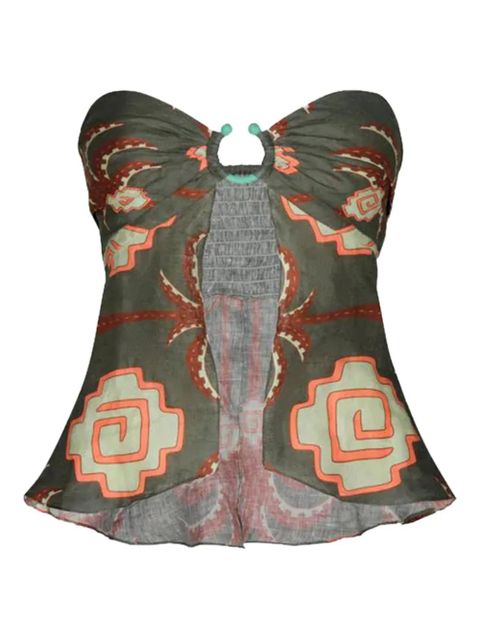 Johanna Ortiz Arkana ring-detail strapless top - Green - zdjęcie produktu nr 1