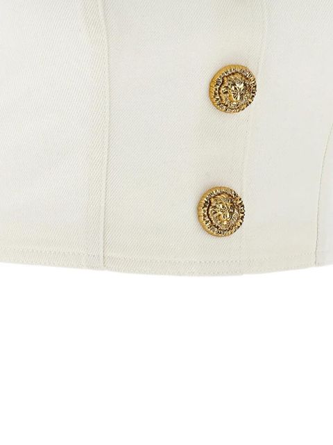 Balmain button suare-neck top - White