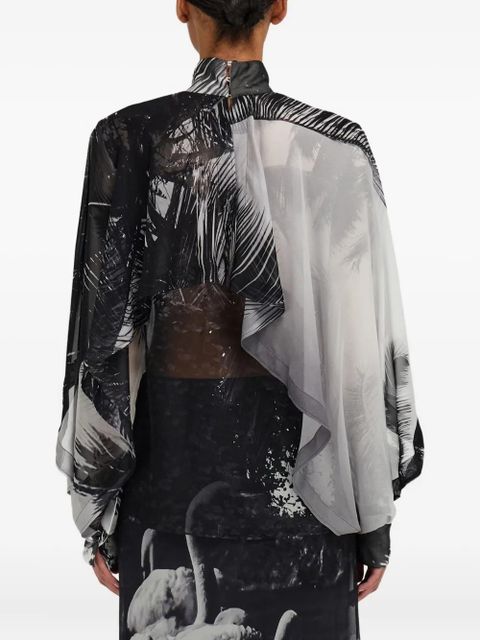 Ferragamo palm-tree print high-neck shirt - Grey