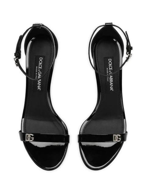 Dolce & Gabbana logo-plaque patent-leather sandals - Black