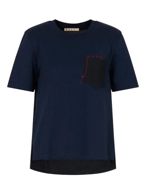 Marni poplin-pocket logo T-shirt - Blue - zdjęcie produktu nr 1