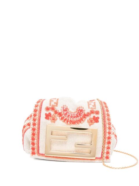 FENDI Mamma Baguette embroidered mini bag - Neutrals - zdjęcie produktu nr 1