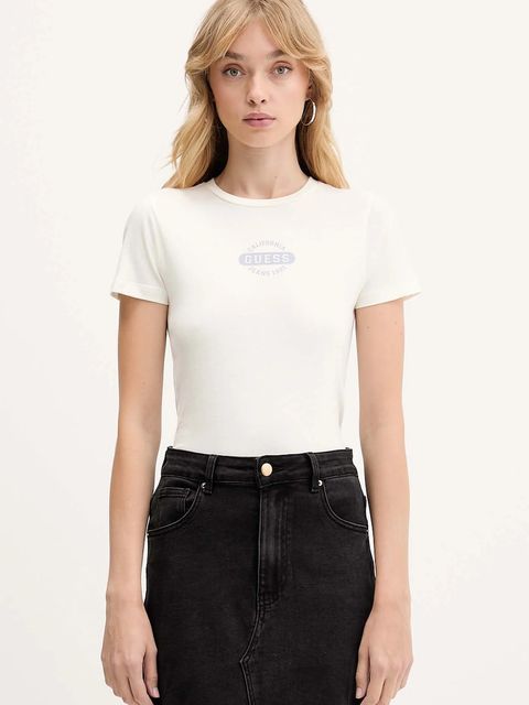 Guess Jeans t-shirt bawełniany damski kolor beżowy W5BI47 KCTX1 - zdjęcie produktu nr 1