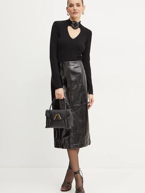 Simona Corsellini sweter damski kolor czarny lekki z półgolfem A24CPMGP02 - zdjęcie produktu nr 2