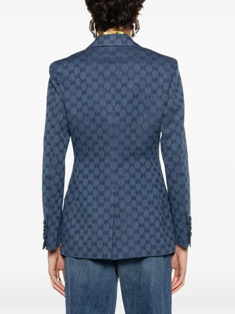 Gucci GG-jacquard single-breasted blazer - Blue