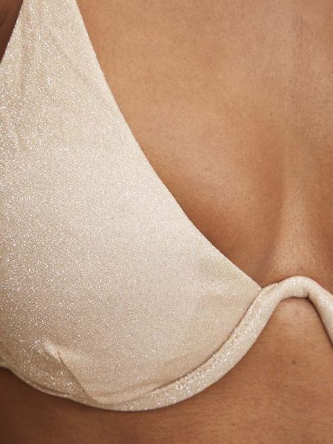 Answear.LAB biustonosz kąpielowy kolor złoty lekko usztywniona miseczka