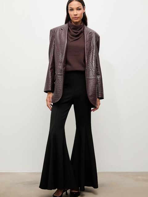 Answear.LAB marynarka skórzana kolor bordowy jednorzędowa gładka