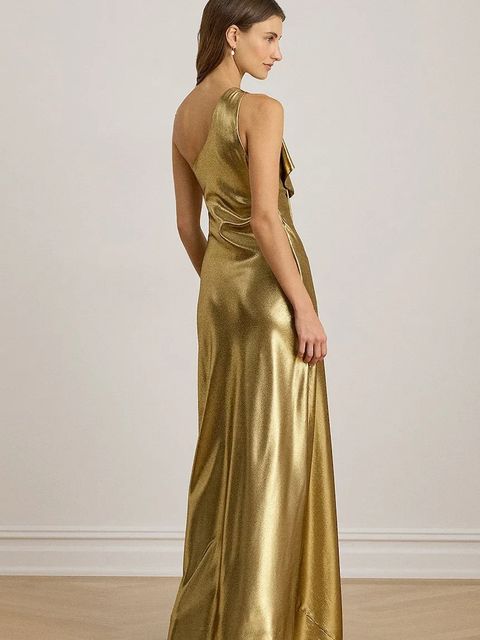 Lauren Ralph Lauren sukienka kolor złoty maxi prosta 253918412 - zdjęcie produktu nr 2