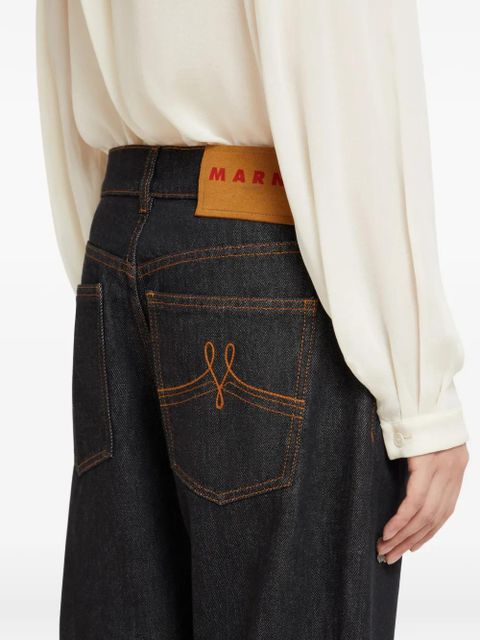 Marni daisy appliqué five-pocket jeans - Blue