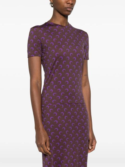 Marine Serre moon-print T-shirt - Brown