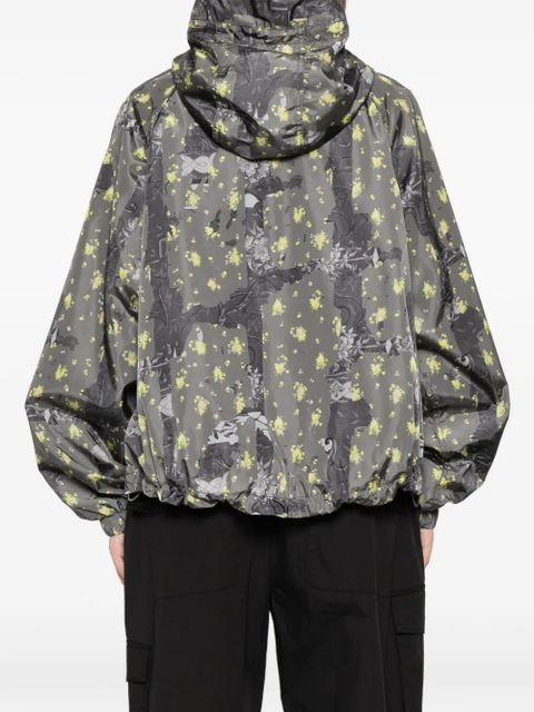GANNI floral-print hooded jacket - Grey
