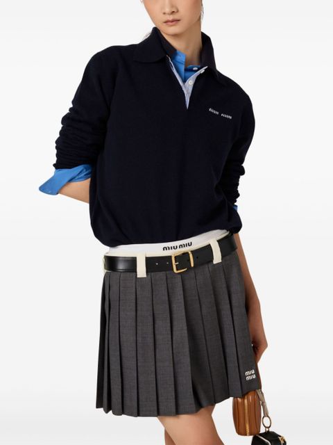 Miu Miu cashmere polo shirt - Blue - zdjęcie produktu nr 2