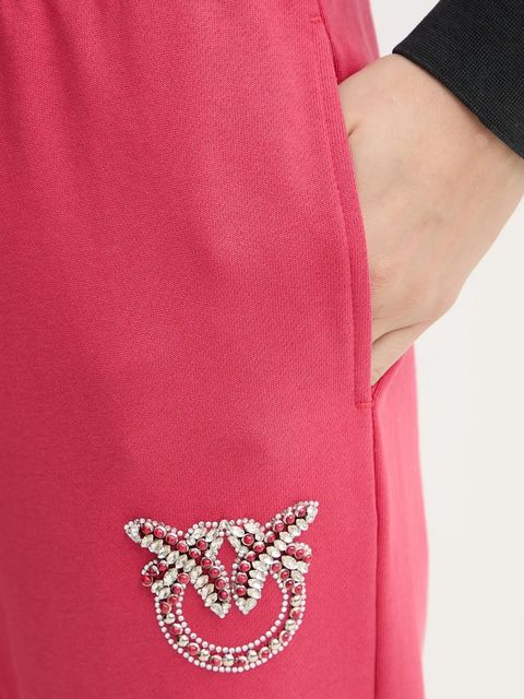 Pinko spodnie dresowe bawełniane damskie kolor czerwony z aplikacją 104790 A2G8