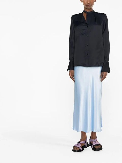 Jil Sander button-front satin shirt - Blue - zdjęcie produktu nr 2