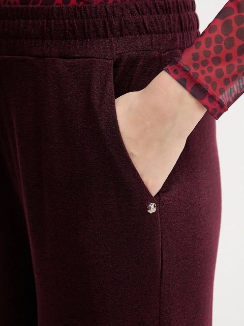 Marc Aurel spodnie damskie kolor bordowy szerokie high waist 1891-7000-73813