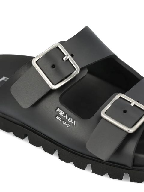 Prada buckle strap sandals - Black