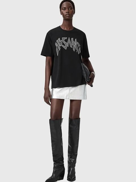 AllSaints t-shirt bawełniany damski kolor czarny W145JD - zdjęcie produktu nr 2