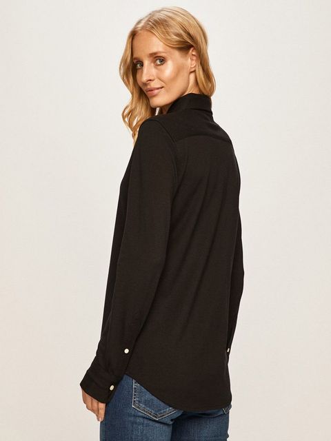 Polo Ralph Lauren koszula bawełniana damska kolor czarny regular z kołnierzykiem klasycznym