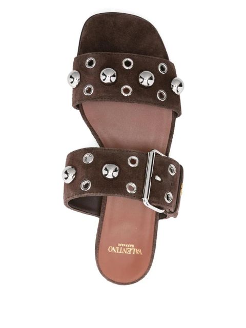 Valentino Garavani studded buckle flats - Brown