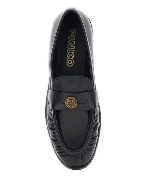 PINKO Nora pleated logo loafers - Black