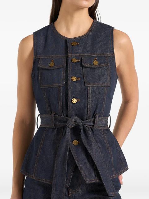 Manière De Voir Darcy button denim waistcoat - Blue