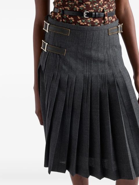 Prada pleated leather-strap midi skirt - Grey - zdjęcie produktu nr 2