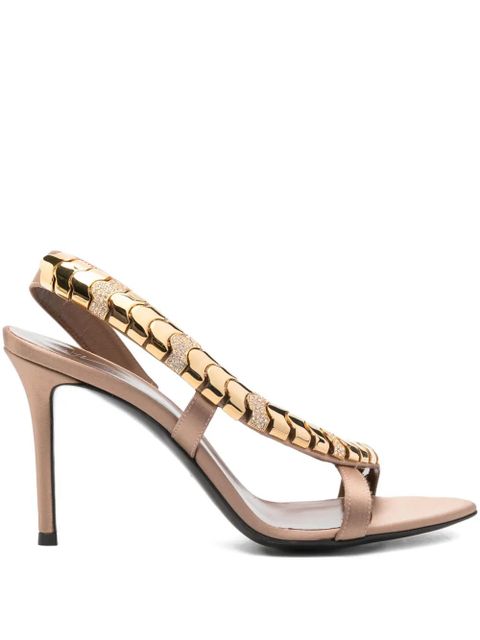 Giuseppe Zanotti 105mm Gz Dafne chain-embellished slingback sandals - Neutrals - zdjęcie produktu nr 1