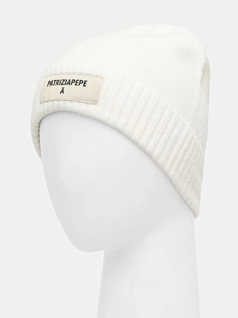 Patrizia Pepe czapka z domieszką wełny kolor biały 8F0082 K287 - zdjęcie produktu nr 2