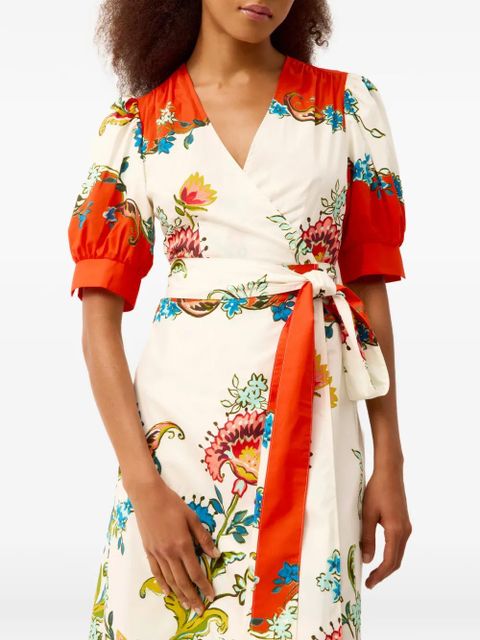 Marie Oliver Rita floral wrap dress - White