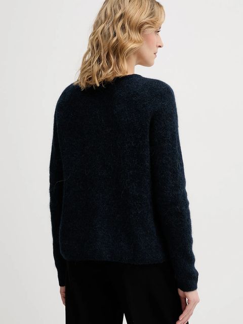 Mos Mosh kardigan z dodatkiem alpaki Almine damski kolor granatowy lekki 158680
