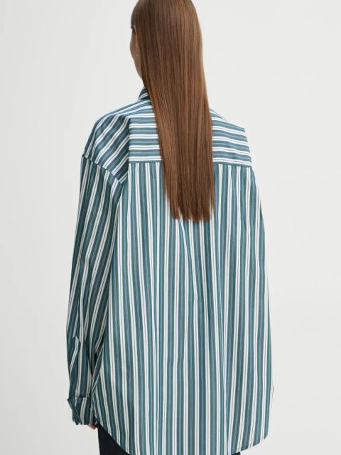 Remain koszula bawełniana damska kolor zielony relaxed z kołnierzykiem klasycznym 5023533030