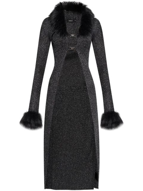 MISBHV faux-fur trim maxi cardigan - Grey - zdjęcie produktu nr 1